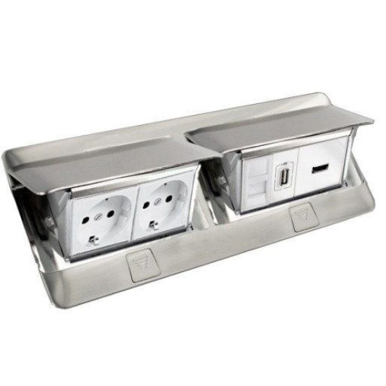Лючок із висувним блоком Legrand 54013 8М (алюміній)