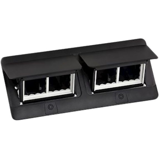 Лючок із висувним блоком розеток Legrand 654005 2х4М (чорний) з монтажним комплектом