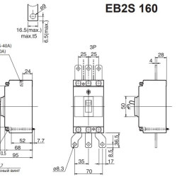 Автоматичний вимикач ETI 004671805 EB2S 160/3LF 40А 3P (16kA фіксовані налаштування)