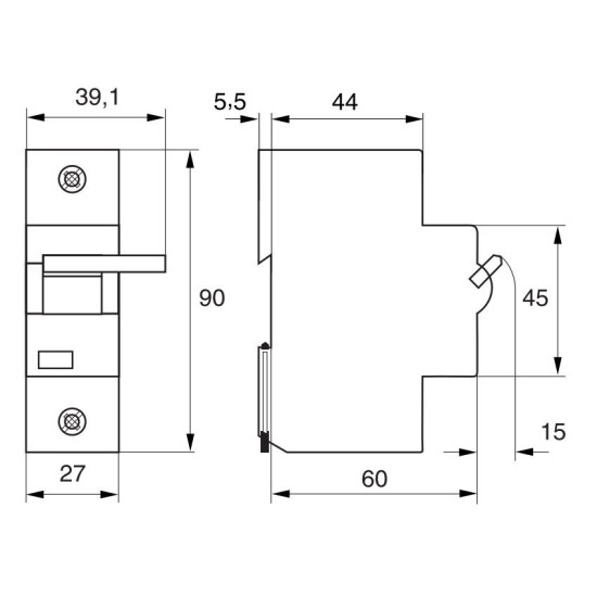 Незалежний розчіплювач ETI 002159320 DA ETIMAT AC 80/125 (12-60V AC/DC)