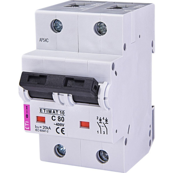 Автоматичний вимикач ETI 002133731 ETIMAT 10 2р C 80А (20 kA)