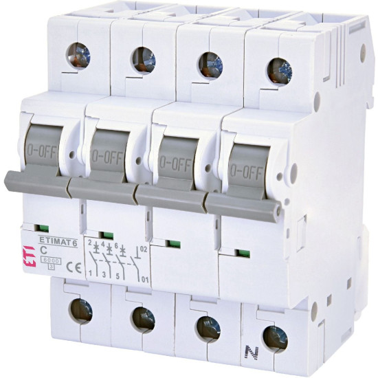 Автоматичний вимикач ETI 002146504 ETIMAT 6 3p+N C 1A (6kA)