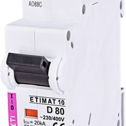 Автоматичний вимикач ETI 002151731 ETIMAT 10 1p D 80А (20 kA)