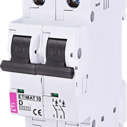 Автоматичний вимикач ETI 002153707 ETIMAT 10 2p D 1.6А (10 kA)