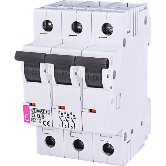 Автоматичний вимикач ETI 002155715 ETIMAT 10 3p D 13А (10 kA)