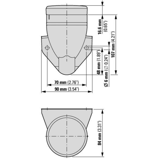 Базовий односторонній модуль сигнальної колони Eaton SL7-CB-FW Ø70мм для вертикального монтажу