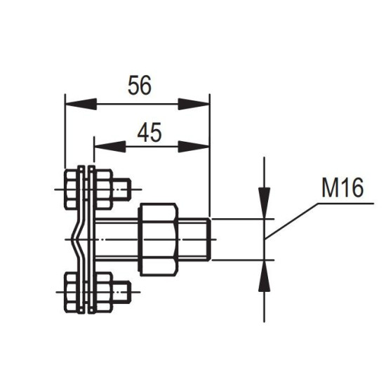З'єднувач DKC NG6606CUZC для стрижня М16 та струмопровідної стрічки 30x4 або прута Ø8-10мм
