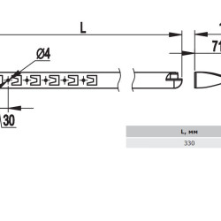 Прямий тримач струмопровідного провідника DKC ND2209ZC Ø8мм під черепицю 330мм з оцинкованої сталі