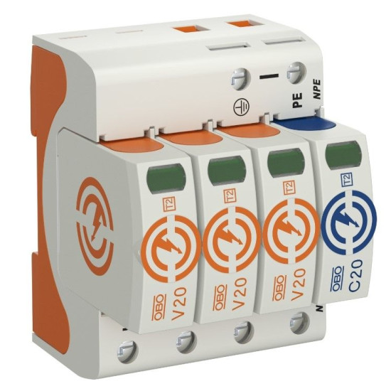 Обмежувач перенапруг OBO Bettermann (5095253) Тип II V20-3+NPE-280