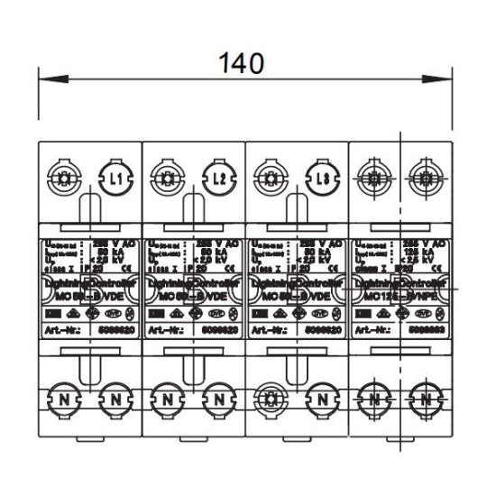 Обмежувач перенапруг OBO Bettermann (5096879) MCD 50-B 3+1