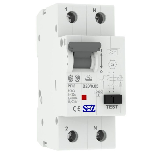Диф автомат SEZ PFI2 B 20A/0,03A (PFI2В_20A/0,03A)
