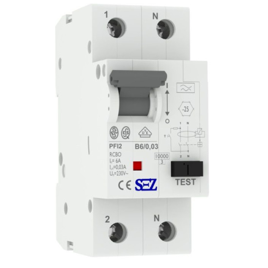 Диф автомат SEZ PFI2 B 6A/0,03A (PFI2B_6A/0,03A)