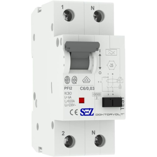 Диф автомат SEZ PFI2 C 6A/0,03A (PFI2C_6A/0,03A)