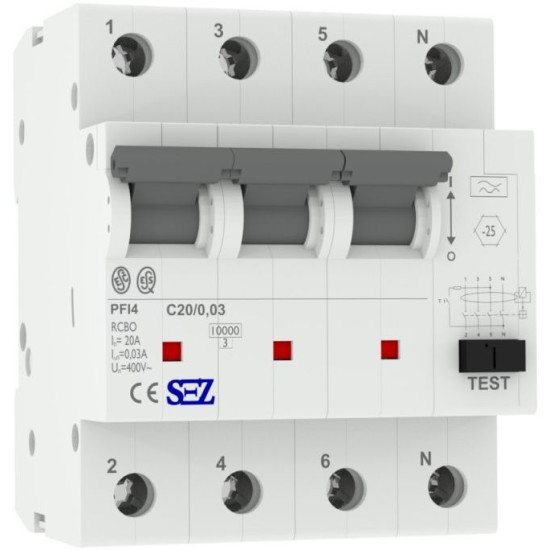 Диф автомат SEZ PFI4 C 20A/0,03A (PFI4C_20A/0,03A)