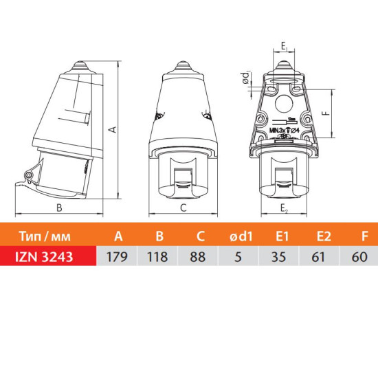Настінний роз'єм Sez IZN3243
