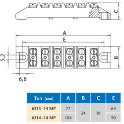 Клемна колодка SEZ 6314-14 MP (6314-14MP)