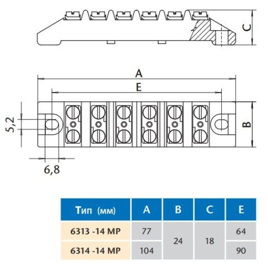 Клемна колодка SEZ 6314-14 MP (6314-14MP)