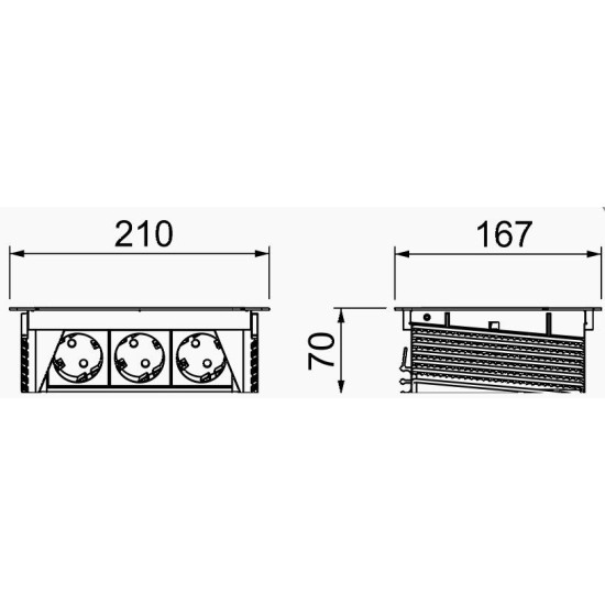 Висувний розетковий блок OBO Bettermann (6116802) з кришкою на 2 розетки 2р+E 250V AC+2 RJ45 Cat.6 кабель 3м з нержавіючої сталі