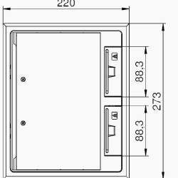 Розетковий люк OBO Bettermann (7405260) GES6DB на 9 постів 45x45 та 199х252мм (додатково 3х UT3)