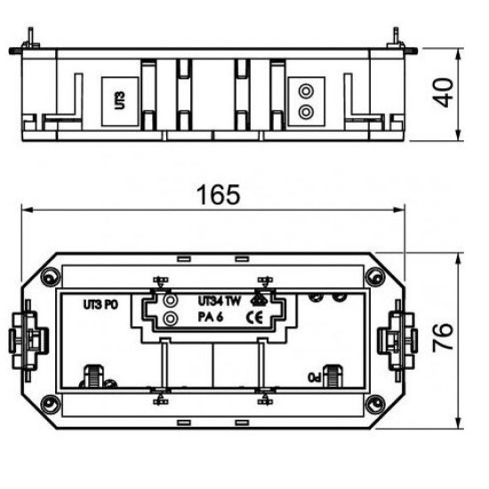 Супорт для підлогової коробки OBO Bettermann (7408723) UT3 під установку 3x modul45 L = 165мм для підлогової коробки