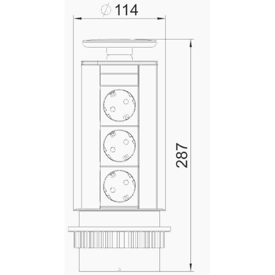 Анодований висувний блок OBO Bettermann (6116862) на 3 місця 2р+E 250V AC кабель 3м