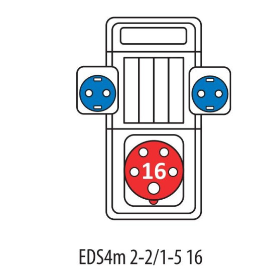 Будівельний щиток живлення ETI 004483110 з роз'ємами EDS4m 2-2/1-5 16 (Роз'єм 16A/5P-1 Schuko-2 АВ: C16/1-1 C16/3-1 «міні»)