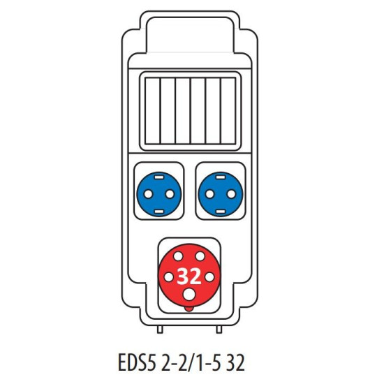 Будівельний щиток живлення ETI 004483151 з роз'ємами EDS5 2-2/1-5 32 (Роз'єм 32A/5P-1 Schuko-2 АВ: C16/1-2 C32/3-1)