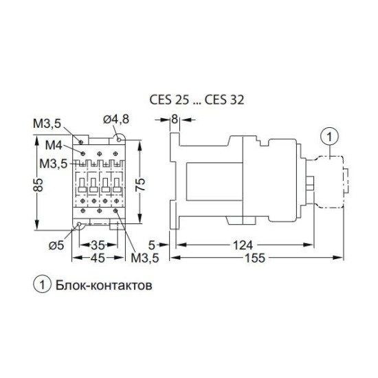 Контактор ETI 004646551 CES 32.00 (15 kW) 24V DC