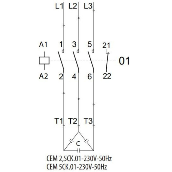 Контактор ETI 004643804 CEM 5CK.01 (5 кВАр 400-440V)