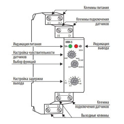 Реле контролю рівня рідини ETI 002471715 HRH-5 UNI 24..240V AC/DC (1x16A AC1)