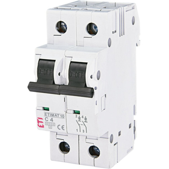 Автоматичний вимикач ETI 002133710 ETIMAT 10 2p C 4А (10 kA)