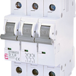 Автоматичний вимикач ETI 002164507 ETIMAT 6 3p D 1.6A (6kA)