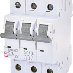 Автоматичний вимикач ETI 002164510 ETIMAT 6 3p D 4A (6kA)