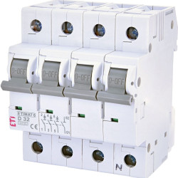Автоматичний вимикач ETI 002165519 ETIMAT 6 3p+N D 32А (6 kA)