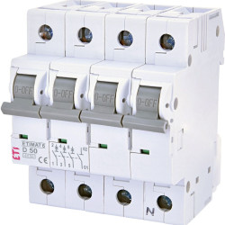 Автоматичний вимикач ETI 002165521 ETIMAT 6 3p+N D 50А (6 kA)