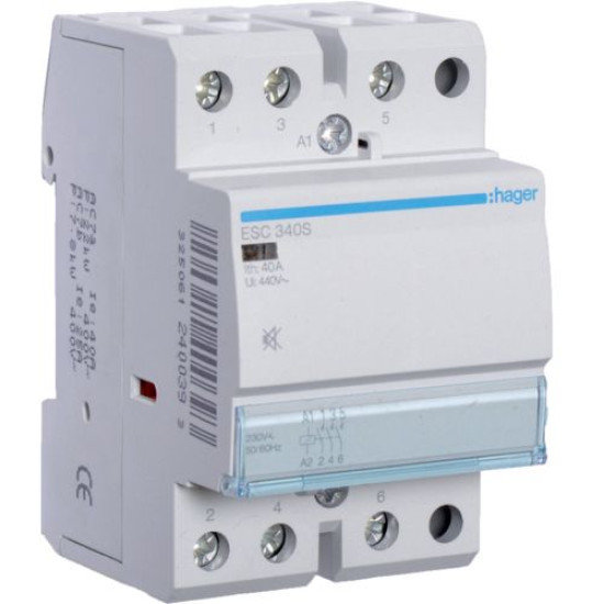 Безшумний контактор Hager ESC340S 40A 3NO 230B
