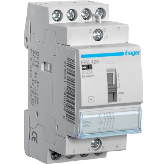 Контактор з ручним керуванням Hager ERC426 25A 4НЗ 230B