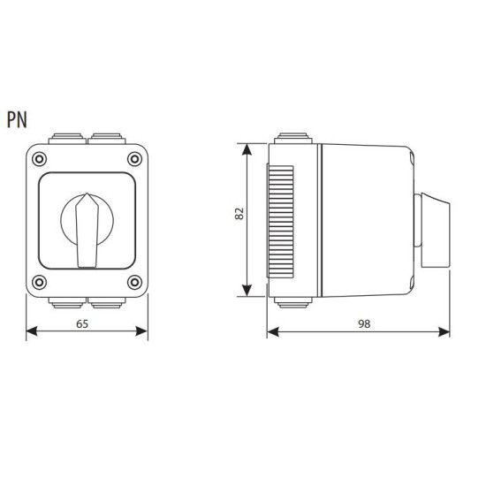 Кулачковий перемикач у корпусі ETI 004773187 CS 25 51 PN (1p «1-0-2» IP65 25A)