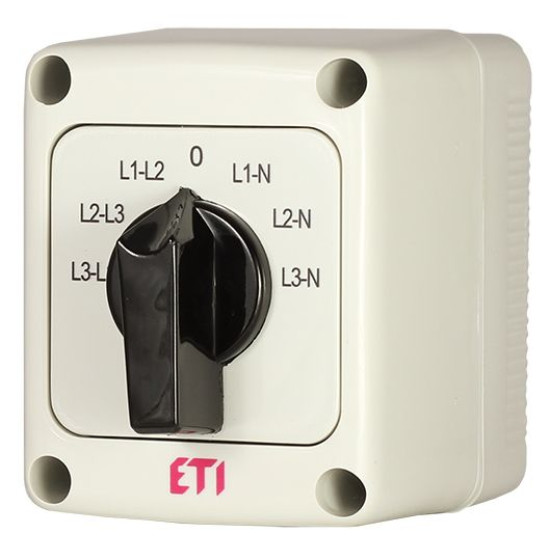 Кулачковий перемикач у корпусі ETI 004773202 CS 25 66 PN (фазної/лінійної напруги IP65 25A)