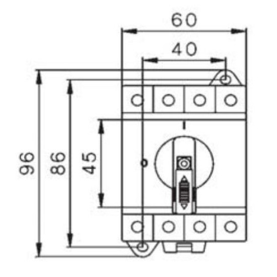 Вимикач навантаження ETI 004660064 LS 25 SMA A4 4р "1-0" 25A 1000V DC