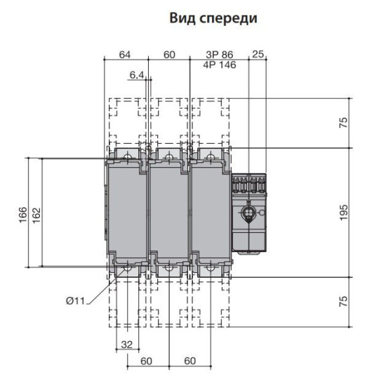 Роз'єднувач навантаження ETI 004661802 під запобіжники FLBS 250 3P («1-0» NH1 250A)
