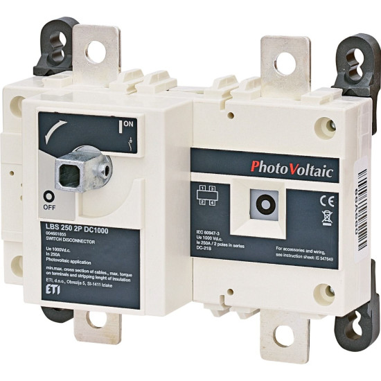 Вимикач навантаження ETI 004661855 LBS 250 2P DC1000 («1-0» 250A 1000V DC)