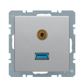 Мультимедійна USB/3.5мм розетка Berker Qx 3315396084 (алюміній)
