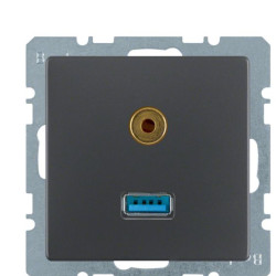 Мультимедійна USB/3.5мм розетка Berker Qx 3315396086 (антрацит)