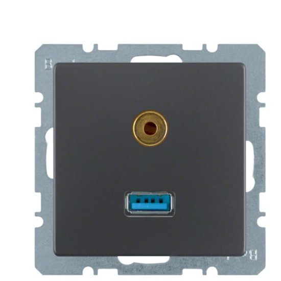 Мультимедійна USB/3.5мм розетка Berker Qx 3315396086 (антрацит)