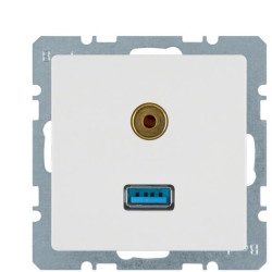 Мультимедійна USB/3.5мм розетка Berker Qx 3315396089 (полярна білизна)