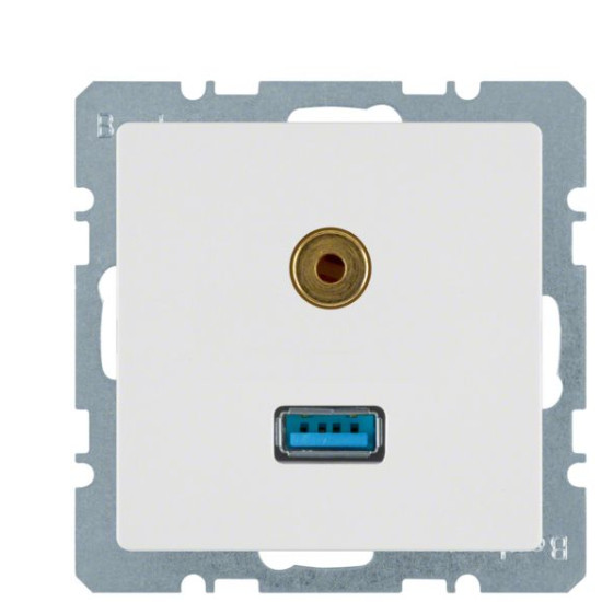 Мультимедійна USB/3.5мм розетка Berker Qx 3315396089 (полярна білизна)