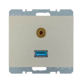 Мультимедійна USB/3.5мм розетка Berker K.5 3315397004 (нержавіюча сталь)