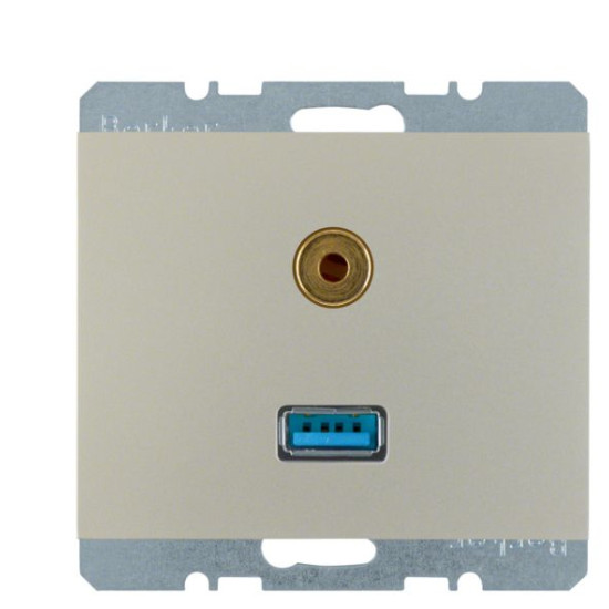 Мультимедійна USB/3.5мм розетка Berker K.5 3315397004 (нержавіюча сталь)