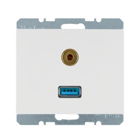 Мультимедійна USB/3.5мм розетка Berker K.1 3315397009 (полярна білизна)